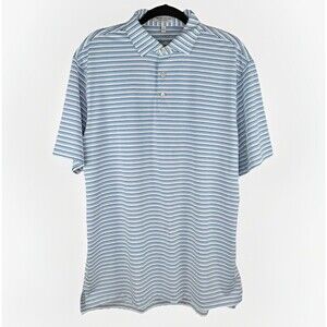 Peter Millar Fairmont Performance Jersey Polo Large White Blue Stripe MF24EK25S